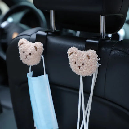 2PCS Cute Cartoon Bear Car Seat Back Hooks