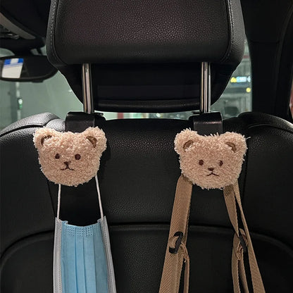 2PCS Cute Cartoon Bear Car Seat Back Hooks