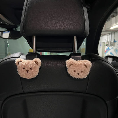 2PCS Cute Cartoon Bear Car Seat Back Hooks