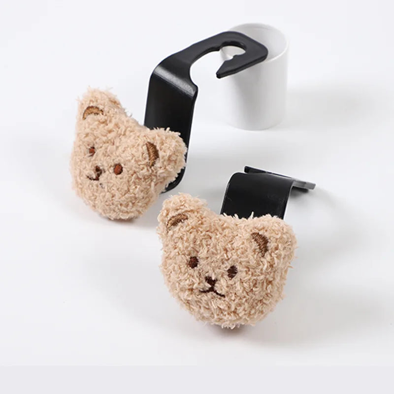 2PCS Cute Cartoon Bear Car Seat Back Hooks